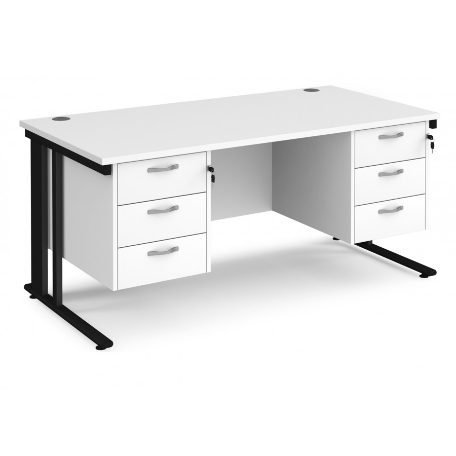 Maestro Cable Managed Desk with Twin Three Drawer Pedestals